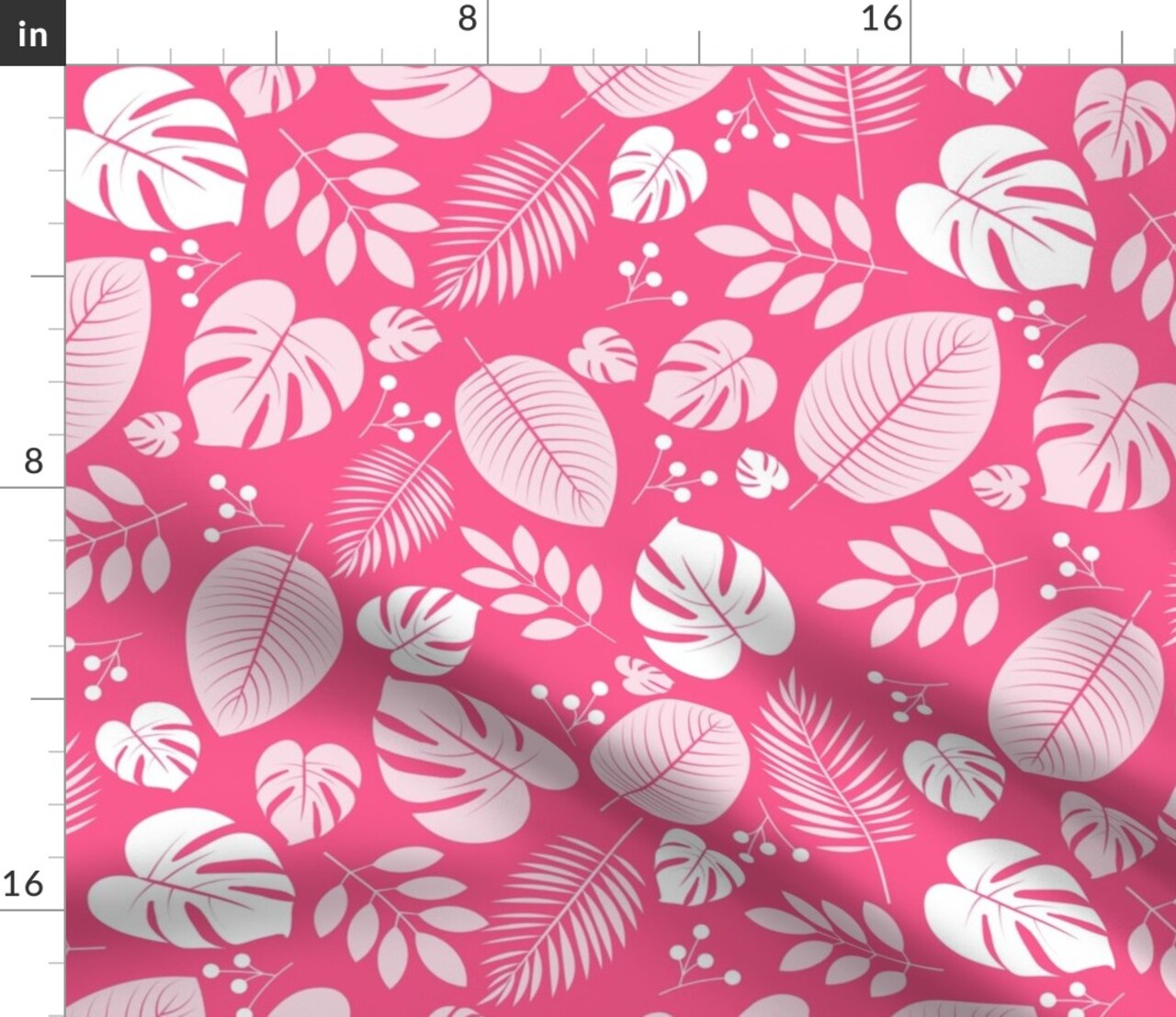 Pink Leaves Floral Nature Summer Garden Exotic Jungle Botanical Bright Medium Scale Custom Printed Fabric by Spoonflower Various Fabrics by the Yard or Fat Quarter